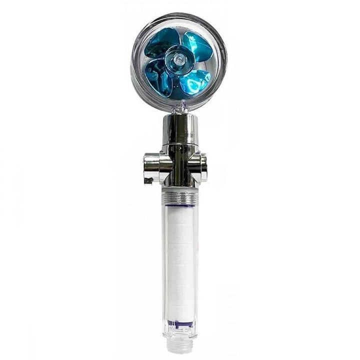 Ducha turbo de alta presión con hélice azul y filtro transparente