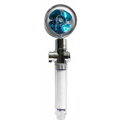 Ducha turbo de alta presión con hélice azul y filtro transparente