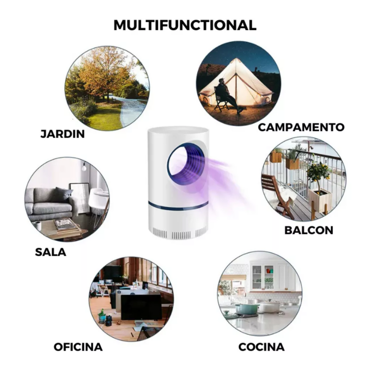 Usos de la lámpara: jardín, camping, balcón, sala, oficina y cocina