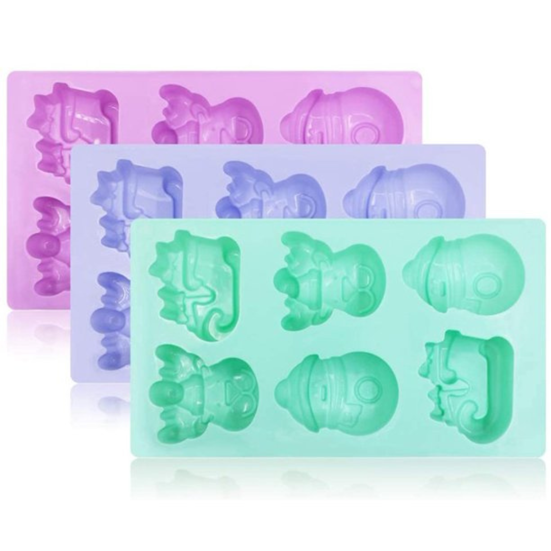 Moldes de silicona navideños de 6 figuras en tres colores