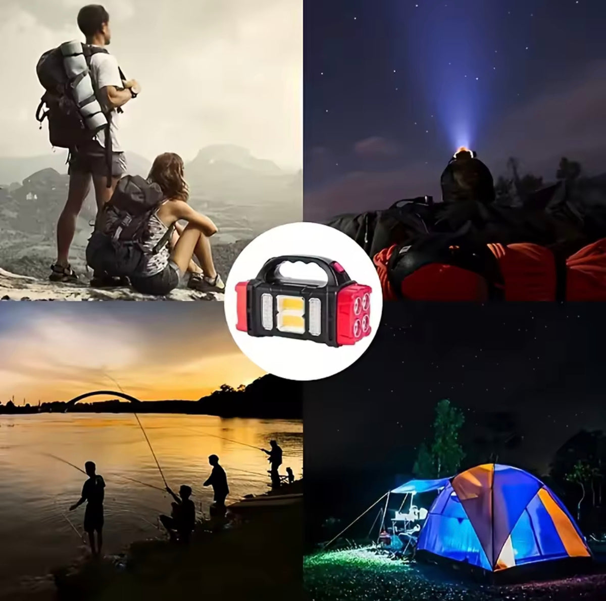 Usos de la linterna LED solar: trekking, camping nocturno, pesca y carpa