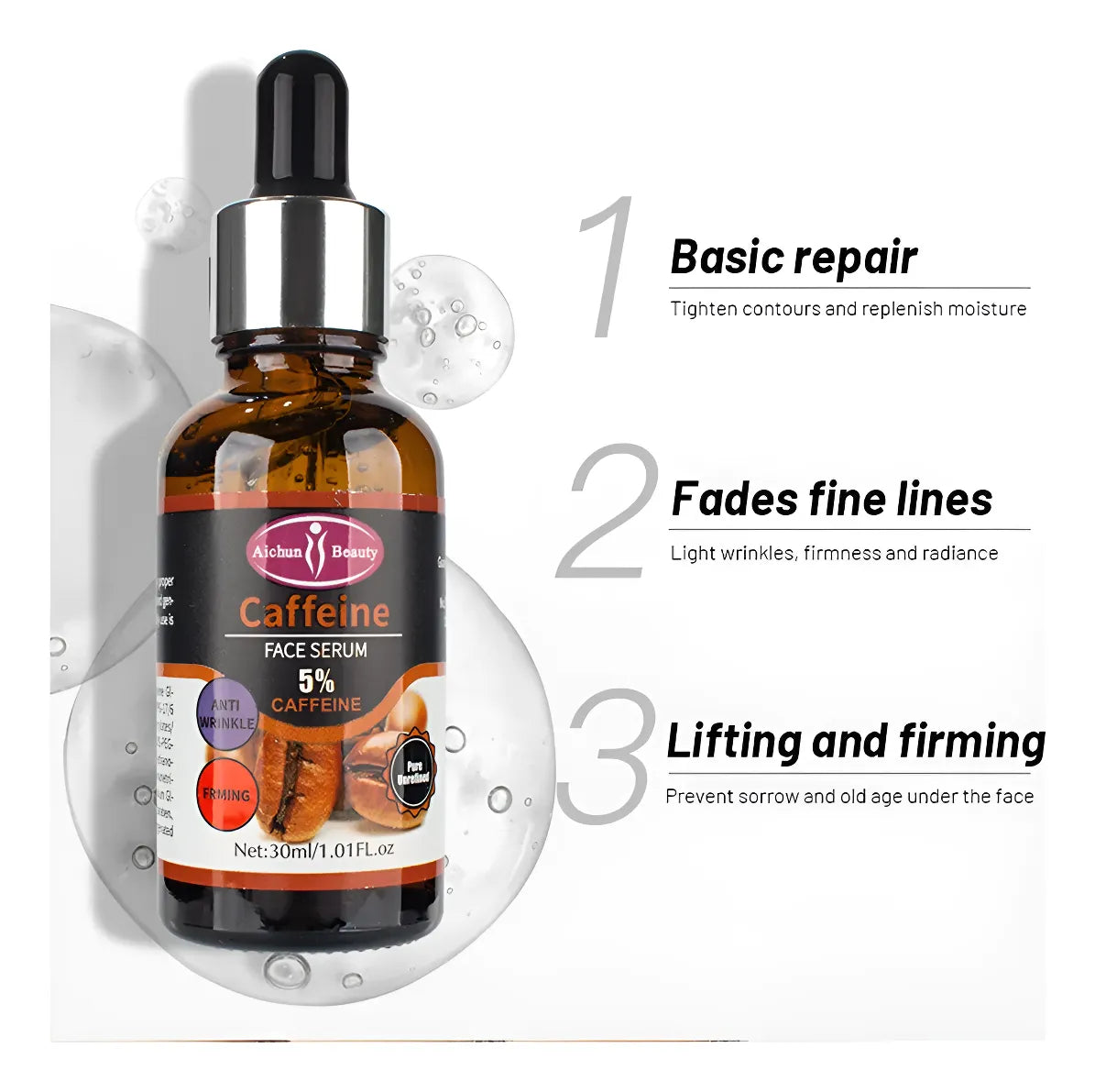 Beneficios del sérum de cafeína: reparación, líneas finas y firmeza